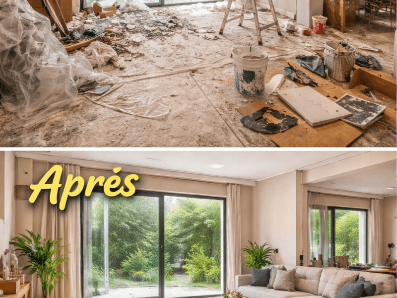nettoyage Fin chantier, vitres, salon et divers